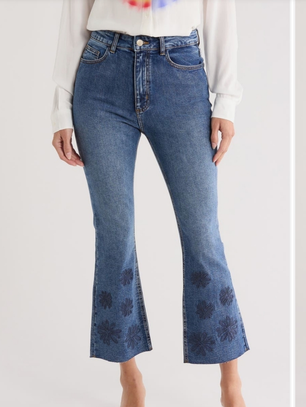 Desigual Women’s Blue Embroidered Flare Jeans